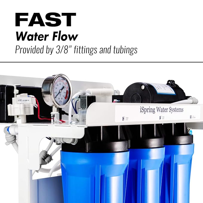 iSpring RCB3P Tankless Reverse Osmosis Filtration System, 300 GPD Under Sink RO