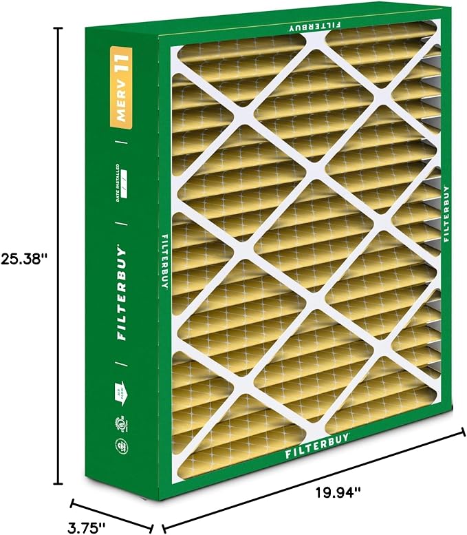 Filterbuy 20x25.25x3.5 Air Filter MERV 11 Superior Pet & Allergy Defense