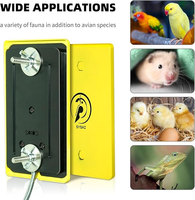 SYSAI Snuggle-Up Bird Warmer for Small Exotic Birds Like Parakeets or Cockatiels and Conure,104°F/113°F Adjustable, 4 X 6 Inches, Bird Heater for Cage