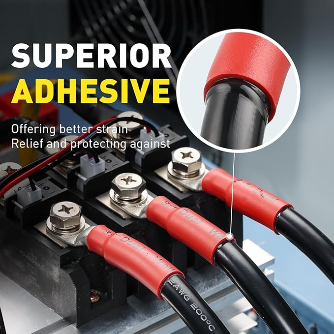 haisstronica 32 Feet 110pcs 3:1 Heat Shrink Tubing With Rich Hot Melt Adhesive -Marine Grade Heat Shrink Tubing 3.5"Length Perfect for Electrical Wiring And Insulation-6 common sizes 1/8"-3/4" (Red)