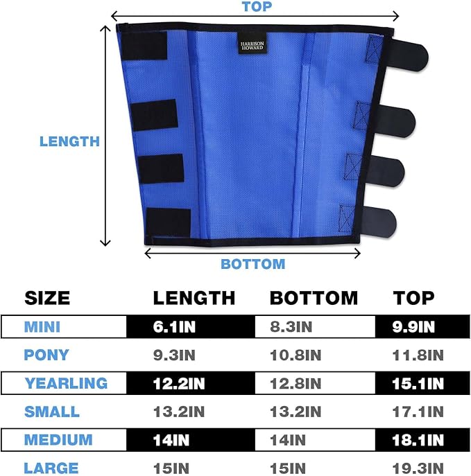 Harrison Howard Loose-Fitting Horse Fly Leggings Breathable, Tear-Resistant Fine Mesh Leg Guards Stay-on Comfortable Fly Boots (Set of 4) Blue Yearling