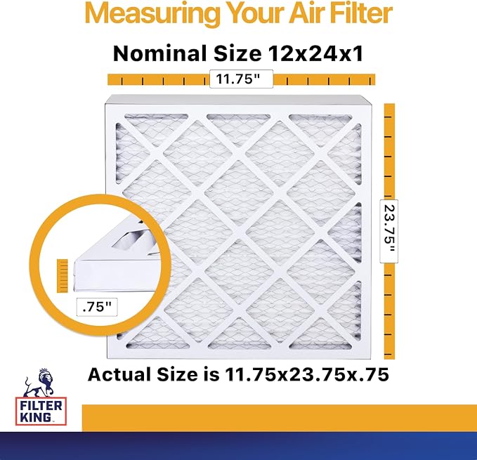 Filter King 12x24x1 Air Filter | 6-PACK | MERV 13 | HVAC Pleated AC Furnace