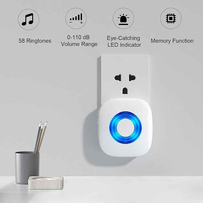 Wireless Doorbell, PHYSEN Waterproof Door bell Chime Kit Operating at 1300-ft