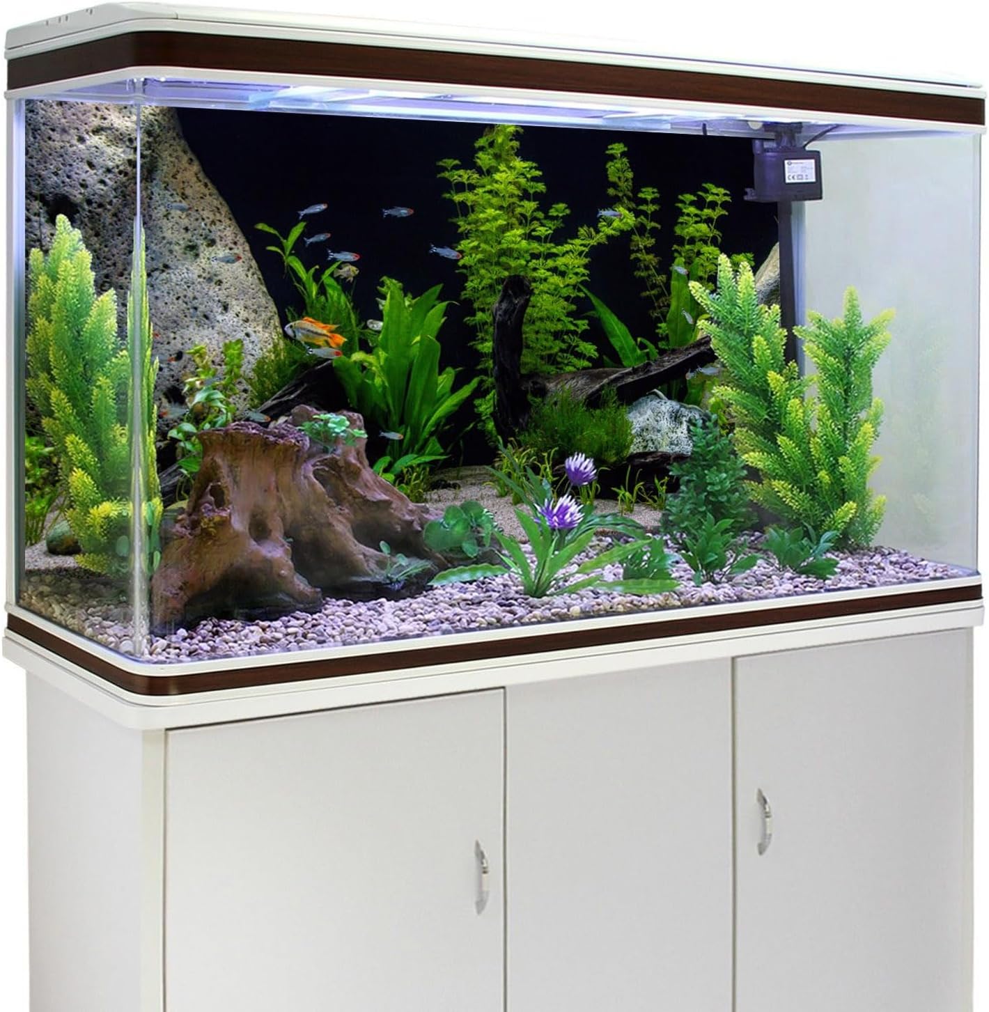 AWERT Vinyl Underwater Aquatic Plant Fish Tank Background Stone River Bed & Lake Aquarium Background 48x18 inches