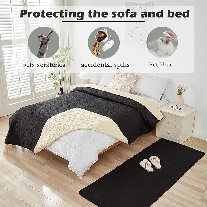 Waterproof Dog Bed Cover Pet Blanket, Soft Pet Couch Covers for Sofa Washable, Bed Couch Sofa Furniture Protector for Puppy Cat Kids (Black,210 * 260 CM)