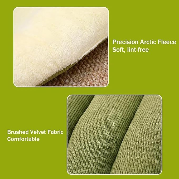 Removable and Washable Winter Closed-Off Cat Bed, Cat Winter Cave, Cute Cat Beds for Indoor Cats, Disassembled Design for Easier Cleaning, with Hair Remover (2PcsGreen, 22.4 * 14.6 * 11.0 in)