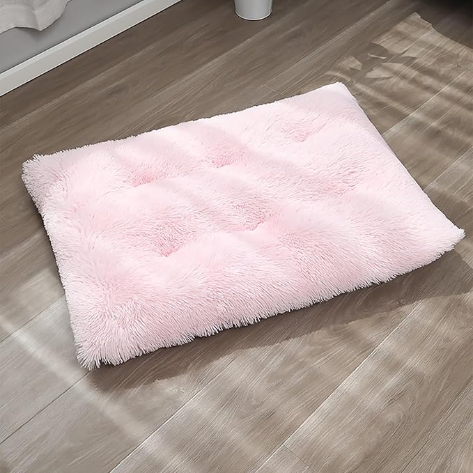 Dog Crate Mat, Dog Bed for Large Dogs, Comfy Fluffy Kennel Pad Anti-Slip for Dog beds & Furniture, Quilted Dog Bed for Pets for Medium/Small Dogs Cats (Color : Pink 3, Size : 30x21)
