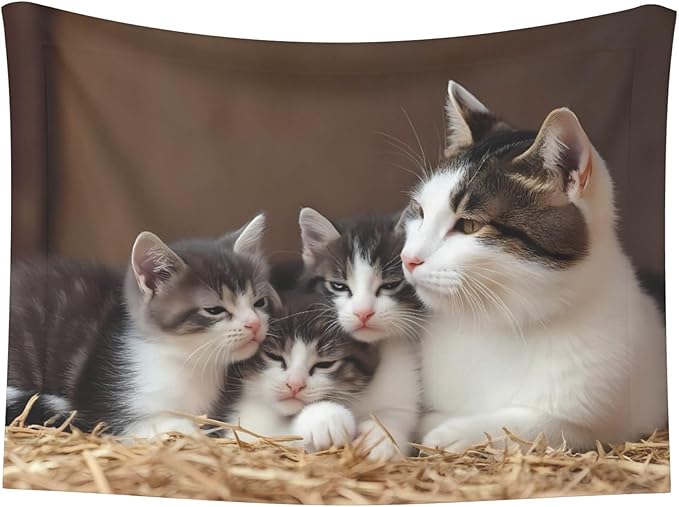 Waterproof Dog Blanket Soft Pet Blanket for Puppy, Fleece Cat Throw Blankets for Furniture Bed Couch Sofa Reversible - Cat Family