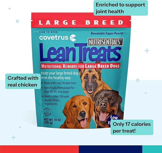 Covetrus Nutrisential Lean Treats for Large Dogs - Soft Dog Treats for Large Dogs - Nutritional Low Fat Bite Size K9 Treats - Chicken Flavor - 10oz -1 Pack