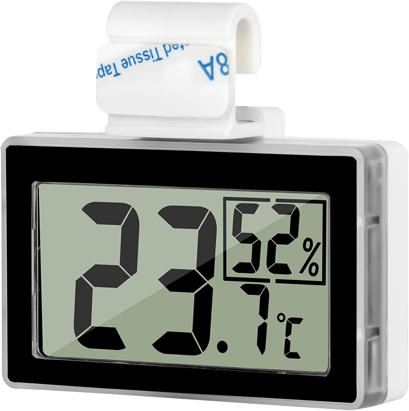 Digital Reptile Thermometer Hygrometer with Hook & Adhesive, LCD Display Temperature Humidity Gauge for Reptile Tanks, Terrariums, Bearded Dragon, Hermit Crab Accessories (-10℃~+50℃/20%-90% RH)