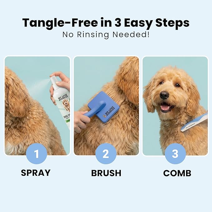We Love Doodles Dog Detangler Spray - Leave-in Conditioner for Dogs - Dog Detangling Spray - Dematting Spray for Dogs - Tangle Remover - Made in The USA (Lavender)