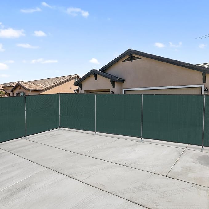 Patio 6' x 101' Outdoor Privacy Screen Freestanding Temporary Fence Panels Net Cover with Metal Poles for Outside Backyard Pool Garden Air Conditioner Fencing, Green