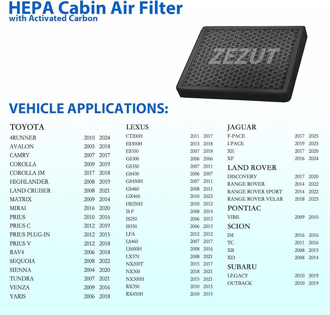 CF10285 Cabin Air Filter with Activated Carbon Beads – Fits Toyota & Lexus