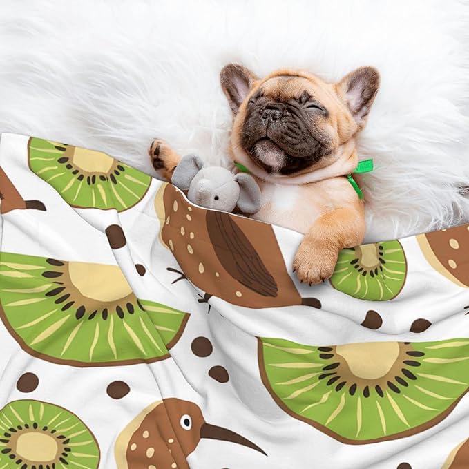 Kiwi Birds Kiwi Fruit Slices Dog Blankets for Small Dogs, Puppy Blanket Cute Pet Blanket for Dog, Puppy, Cat, Kitten Large