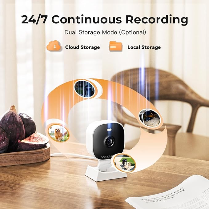 2K Cameras for Home Security,Indoor/Outdoor Security Camera for Baby/Elder/Dog/Pet,Outdoor Security Camera Indoor,Plug&Play,Color Night Vision, 2-Way Audio,24/7,Card Storage,Compatible with Alexa