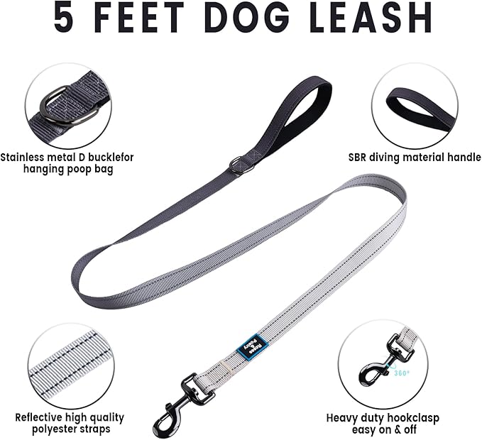 Roses&Poetry Puppy Dog Harness and Leash Set, No Pull Dog Harness Adjustable Reflective, Dog Halter Harnesses Comfort Padded Handle, Pet Harness for Training Outdoor Walking（BlackGray-XS