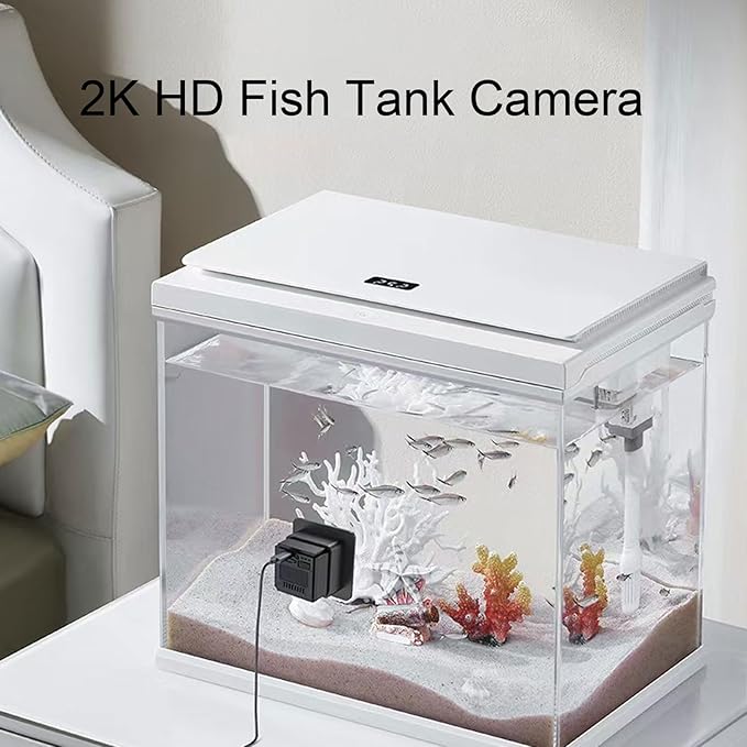 Yunseity Fish Tank Camera, 2K HD 140 Wide Angle Anti WiFi Aquarium Camera with AI Motion Detection, for Reptile Terrarium Breeding Tank