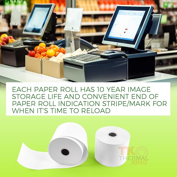 (50 Rolls) 2 1/4" x 230' Thermal Paper, POS Receipt Paper for Retail Business Cash Register, Fits Most Credit Card Terminal