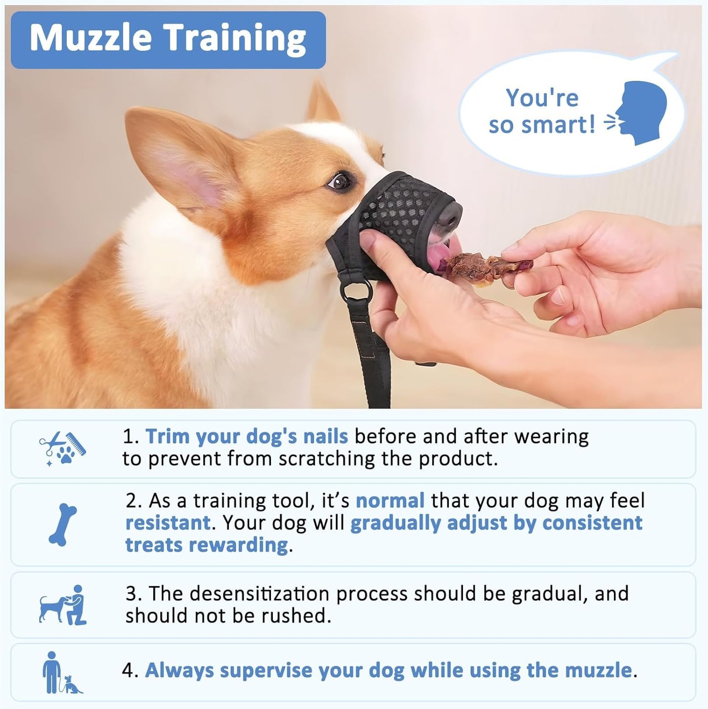 LUCKYPAW Dog Muzzle, Soft Muzzles for Large Medium Small Dogs to Prevent Biting Chewing with Ring and Adjustable Strap for Vet Visit Training (Black, XS)