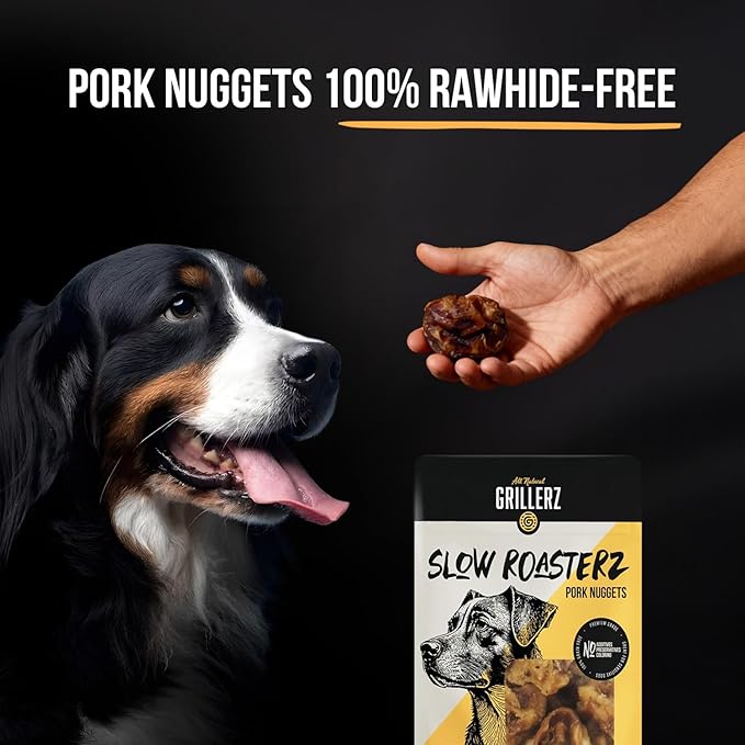 Grillerz Pork Nuggets, 1lb Bag, Single Ingredient, All Natural Pig Ears for Dogs, Dog Chew for Healthy Teeth, High Protein, Easily Digestible, For All Life Stages