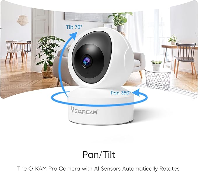 VSTARCAM 2K Indoor Security Camera, 3MP Pet Camera with Phone App, 360° Pan/Tilt Dog Camera for Home Security, AI Human Detection, Color Night Vision, 2-Way Audio, Support 256GB SD Card, 2.4G WiFi
