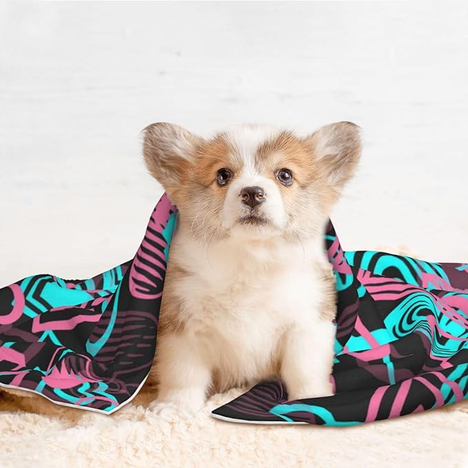 Reversible Pet Blanket for Easy Cleaning Maintenance, Abstract Love Hearts Pattern, Double Sided Plush Dot Design Means Double Use Between Washes for Convenience