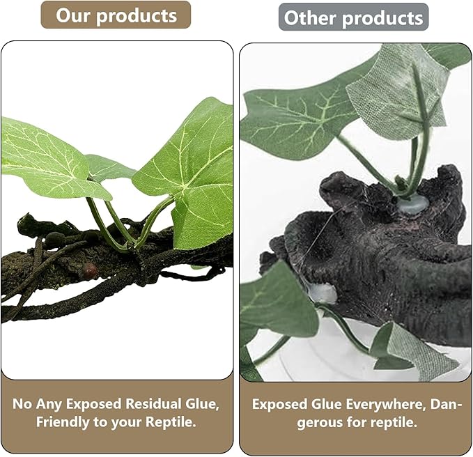 Reptile Climbing Branch Flexible Bend-A-Branch Jungle Vines Terrarium Plant Decoration with Suction Cup for Crested Gecko Chameleon Gecko Snake Tree Frog 2PCS