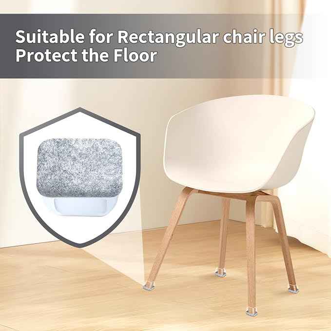 Ezprotekt 16 Pcs Rectangle Grey Felt Chair Leg Floor Protectors