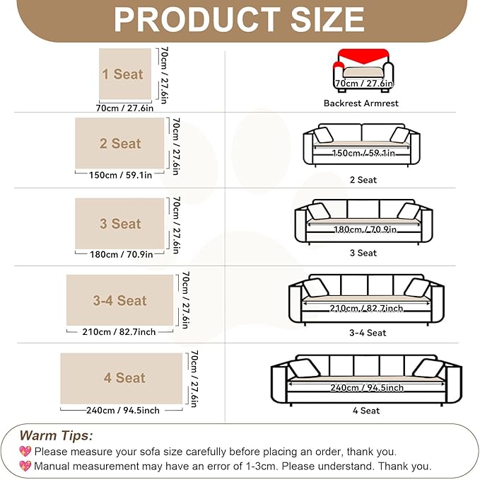 OTOB Couch Covers for 3 Cushion Sofa Pet Friendly Washable, All Seasons Non Slip Plush Fuzzy Sofa Covers, Geometric Jacquard Soft Cozy Dog Bed Mat Sofa Slipcovers Protector (White, 27.6" x 82.7")