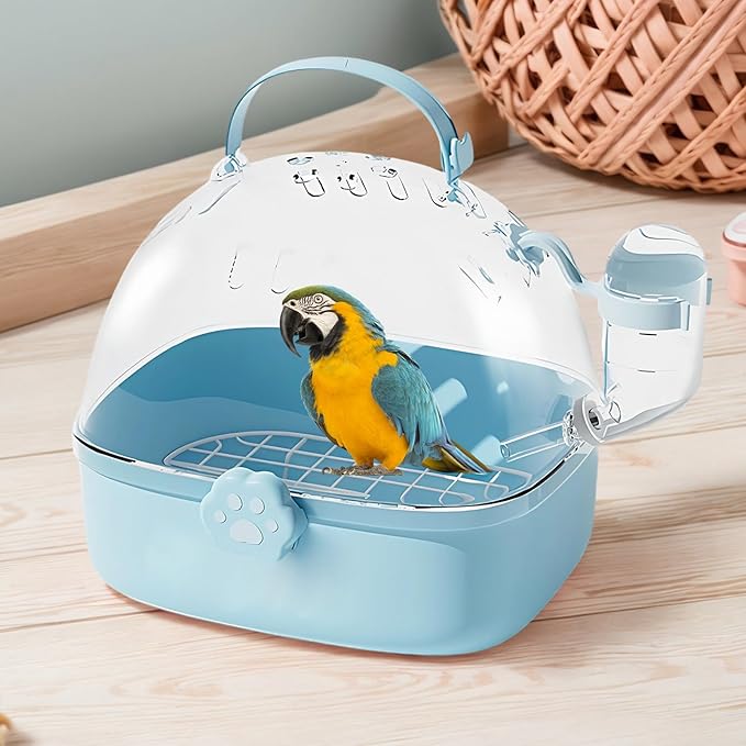 Bird Travel Carrier,PVC Travel Hamster Cage with Water Bottle - Pet Bird Carrying Supplies Spacious Design for Sparrow Macaws Conures Chinchillas Budgies Cockatiels Parakeet Hedgehog