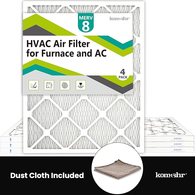 20x25x1 Air Filter MERV 8, HVAC/Furnace AC Filter Replacement, Dust