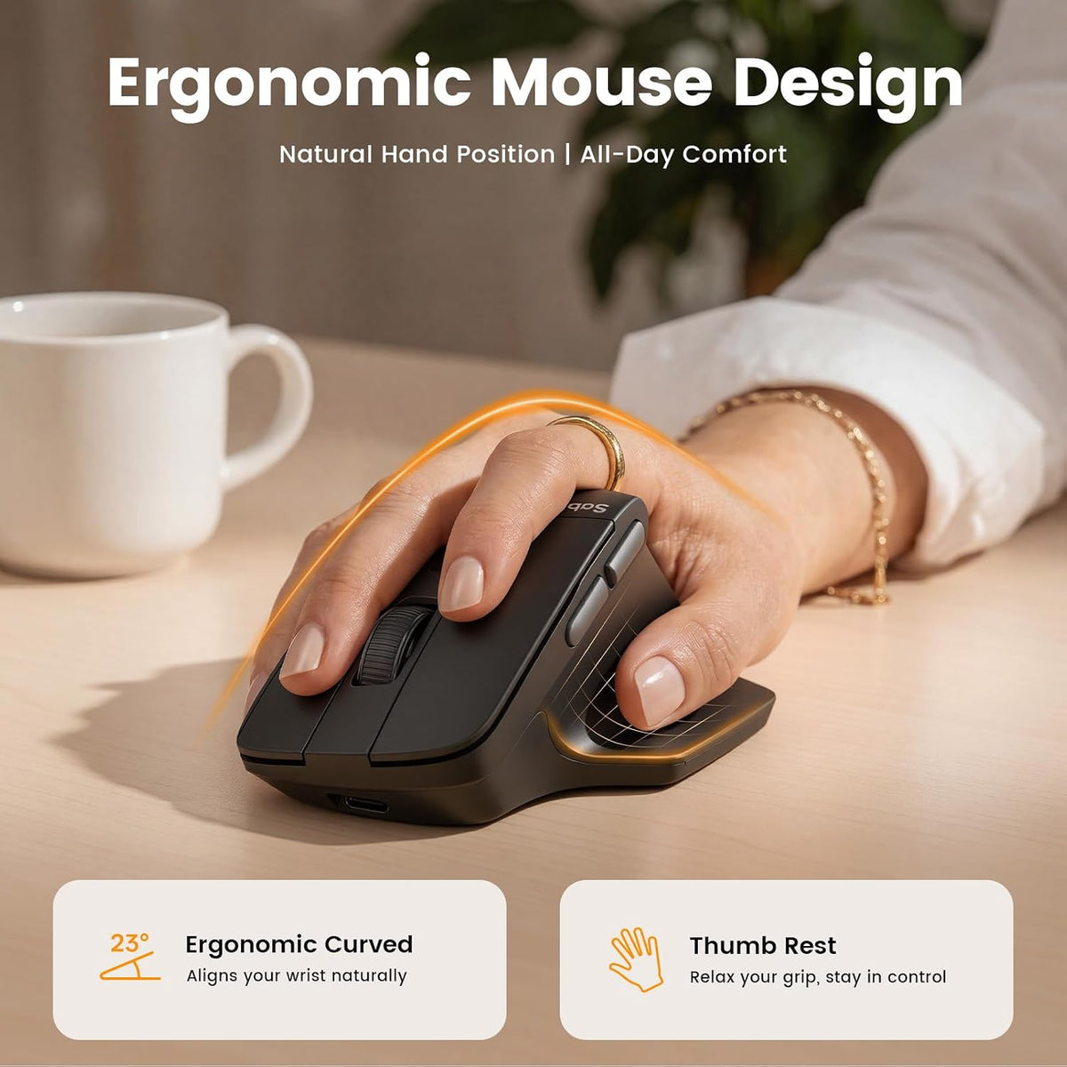 SABLUTE Ergonomic Wireless Keyboard and Mouse, Rechargeable, Split, Win/Mac