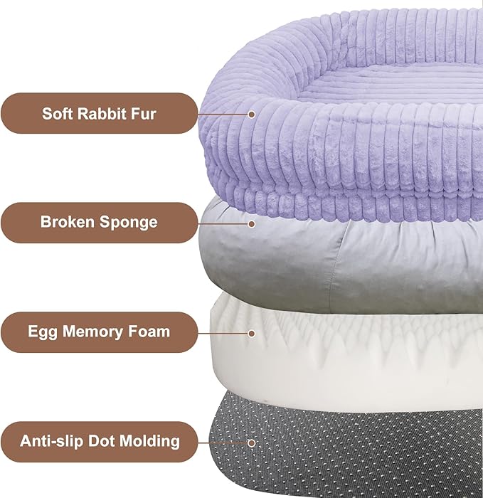 Human Dog Bed for Adult,70"x38"x10" Extra Large Human Pet Bed,Orthopedic Washable XL Dog Bed with Memory Foam (Purple)
