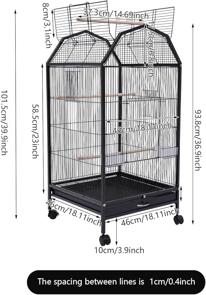 Parakeet Bird, Bird Cage with Stand Metal Pet Bird Flight Cages Large Finch Bird Cage for Budgies, Parakeets, Finches, Canaries, Lovebirds, Quaker Parrots, Cockatiels, Conures