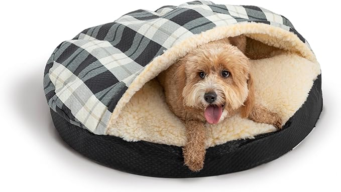 Snoozer Luxury Orthopedic Cozy Cave Pet Bed, Barkely Black Diamond - Small