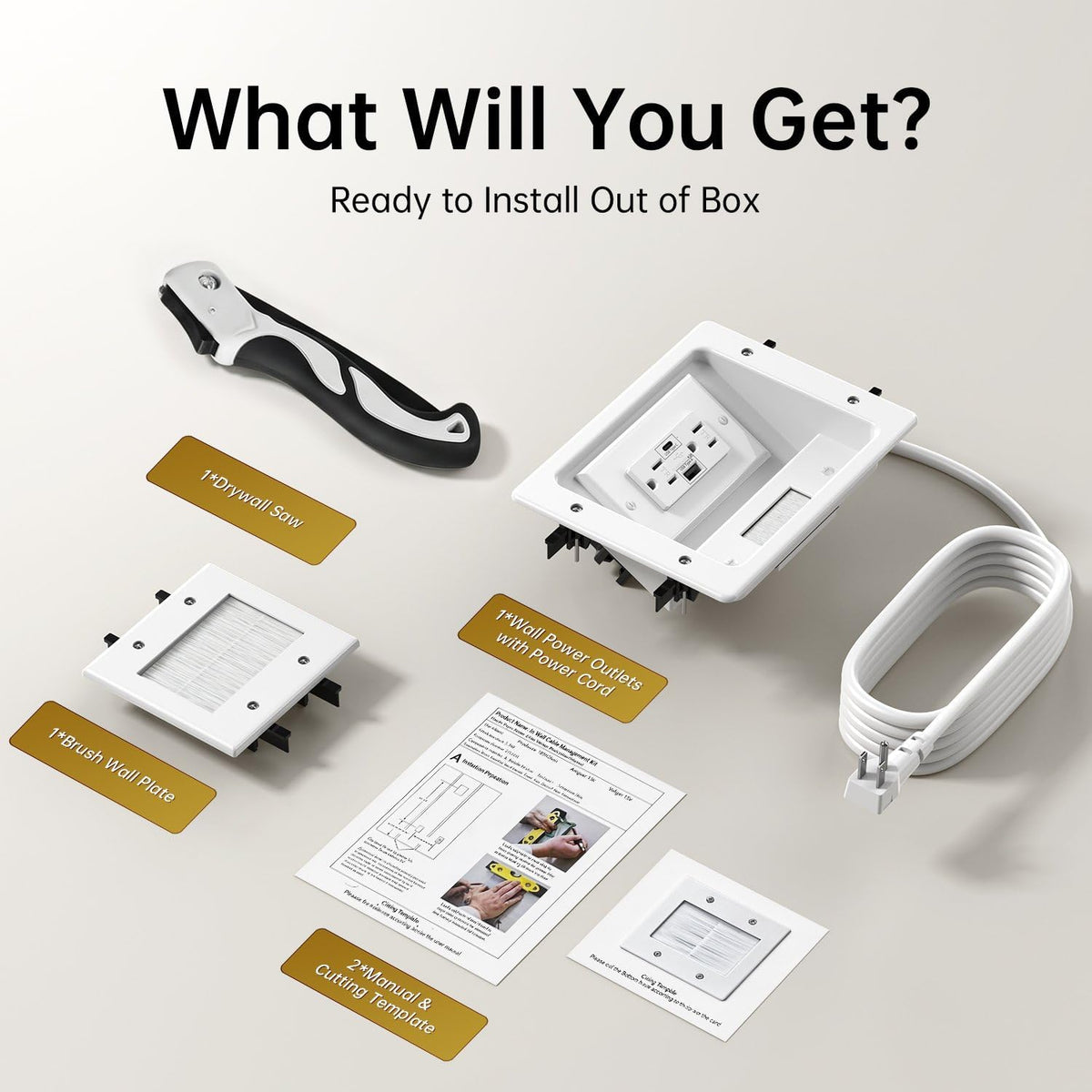 in Wall Cable Management Kit with Recessed Power Outlet for Home Theater