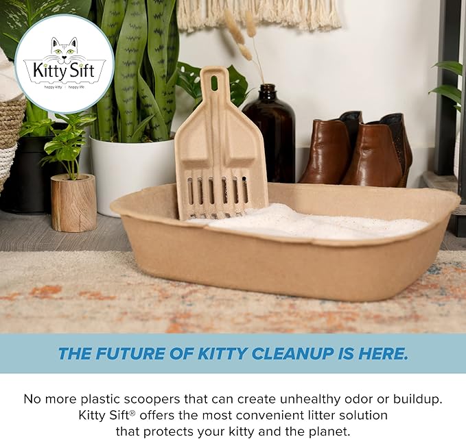 Kitty Sift FiberScoop Disposable Litter Scoop, Plastic-Free & Sustainable - Natural, One Size