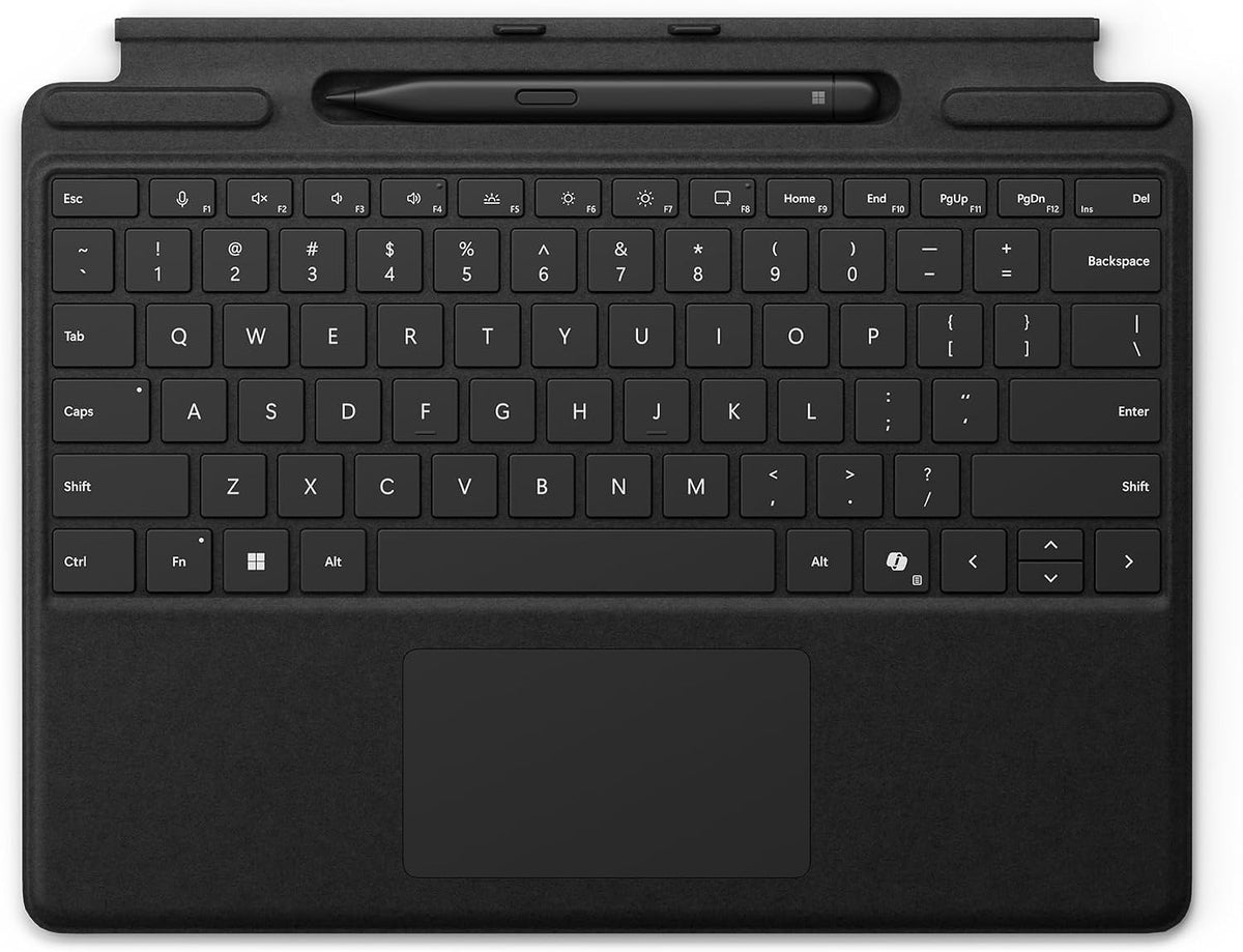 Microsoft Surface Pro Keyboard with Pen Storage, Compatible with Copilot+ (11th Edition), Surface 9 and 8, Alcantara Material, Black