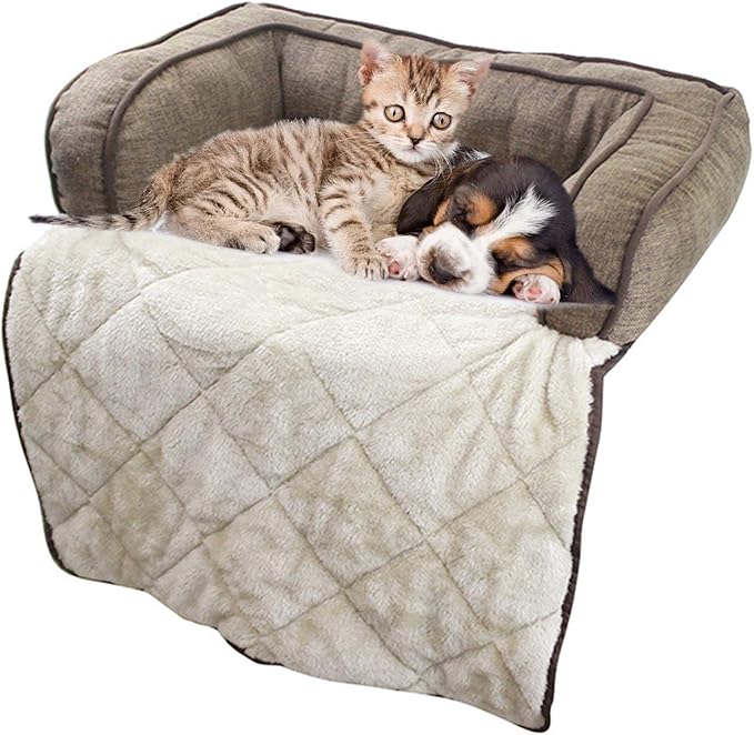 Pet Dog Bed Furniture Protector Cover Dog Couch Sofa Cushion Bed with 3-Sides Removable Cushions, Washable Collapsible Pet Blanket Mat Cave for Dog Cat and Other Animal