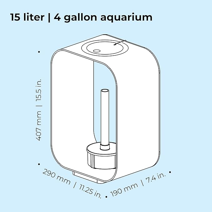 biOrb Life 15 Acrylic 4-Gallon Aquarium with White LED Lights Modern Compact Tank for Tabletop or Desktop Display, Transparent