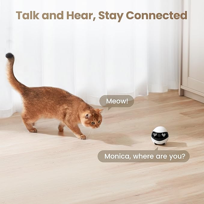 Enabot EBO Air 2 FamilyBot Indoor Security Camera Robot: 2K Pet Camera, Movable Home Robot, Custom Facial Expression, Auto-Recharge, Battery-Operated, 2-Way Talk, Night Vision(Dove White)
