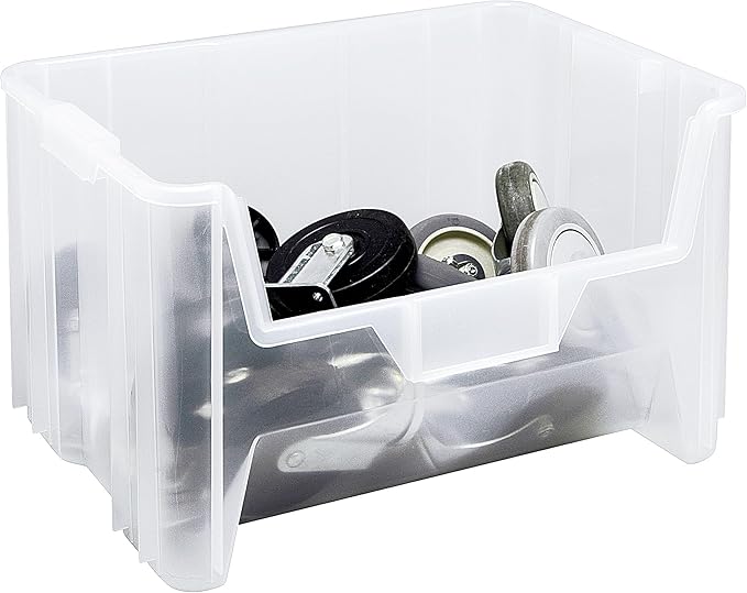 Hudson Exchange 20" x 15" x 12.5" (1 Pack) Plastic Giant Stackable Hopper Bin Container, Clear