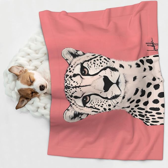 Cheetah Art Print Soft Plush Pet Blanket, Washable Dog Blanket, Cat Fleece Throw, Puppy Bed Crate Mat & Sofa Couch Protector - Medium