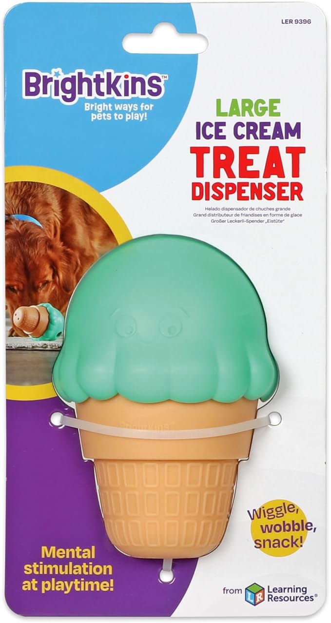 Brightkins Large Ice Cream Cone Treat Dispensers for Dogs - Interactive Dog Toys for All Breeds, Gifts for Dogs (Pack of 2)