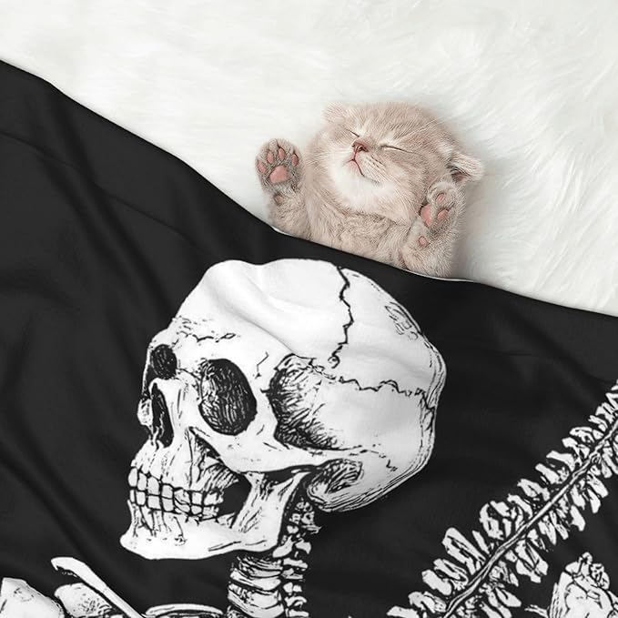 Waterproof Dog Blanket Soft Pet Blanket for Puppy Cat, Fleece Cat Throw Blankets for Furniture Bed Couch Sofa Reversible - Gothic Skull Floral Art