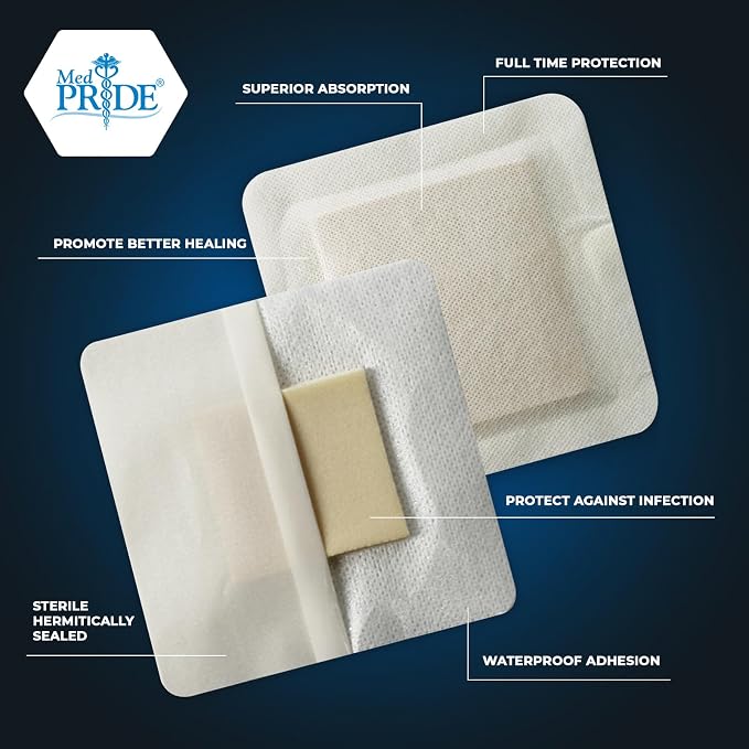 MED PRIDE Sterile Waterproof Silicone Foam Dressing