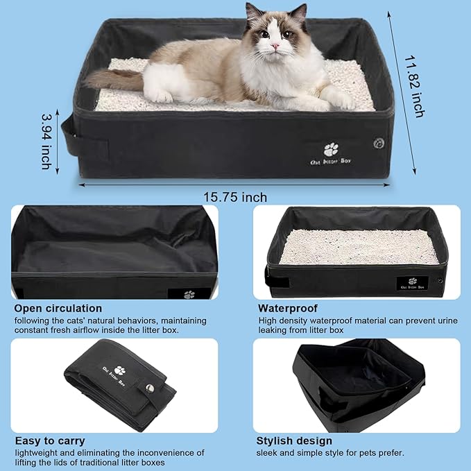 Cat Carrier Soft-Sided & Folding Travel Litter Box for Cats, Fit 20Lbs Pets, 17.7' * 11.8 * 11.8 inches Cat Bag for Traveling & Camping, Indoor & Outdoor, Cat Travel Carrier Kit - Green