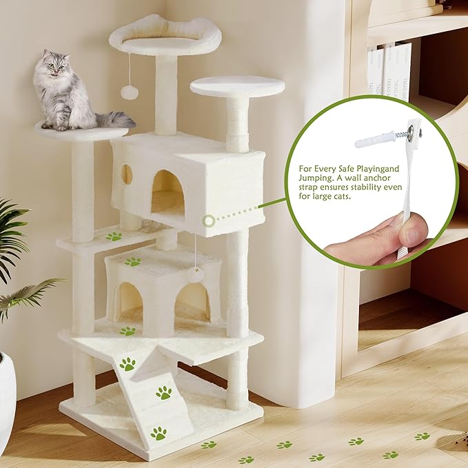 54 Inches Multi-Level Cat Tree Tower, Cat Tree Tower Furniture Activity with Scratching Post, Cats House Play, Toys and Condo for Indoor Kittens, Navy