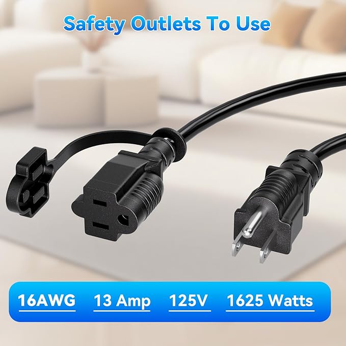 K KASONIC - 3 Feet Outdoor Extension Cords, ETL Listed, SJTW 16AWG/13A 3 Prong Power Cord Extension for Home or Office Use, 2 Pack