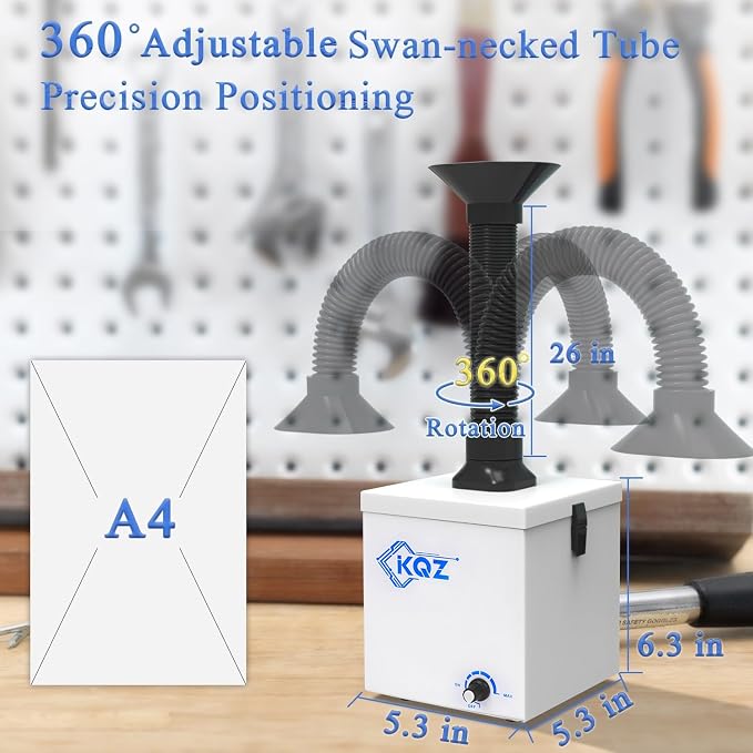 KQZ-W1 Solder Fume Extractor, 168m³/h Strong Suction Smoke Extractor, 5*Thick